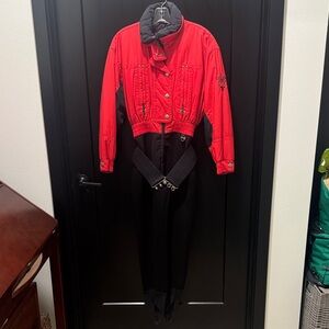 Vintage Red and Black Ski Suit